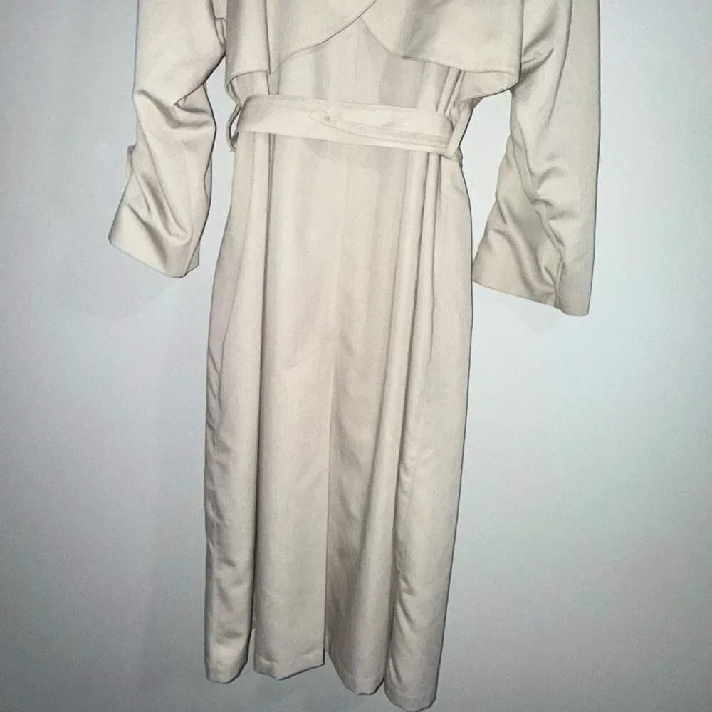 Vintage Towne by London Fog Trench Coat 12R Beige Late 80s Early 90s Belted Doub
